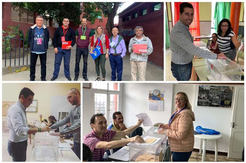 Diferentes momentos de la jornada electoral en Telde (Foto TA)